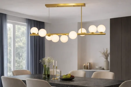 LUSTRE - Lustră 5058/9 auriu-alb, 9 becuri G9 incluse, design elegant