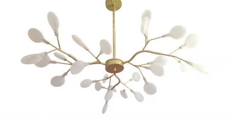 LUSTRE - Lustră Modernă 5081/27, 30xG4 LED 5W Incluse, Auriu cu Abajururi Albe, 60x60x60 cm