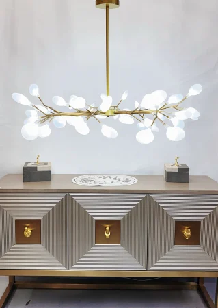 LUSTRE - Lustră 5081/45, 45 LED G4, metal auriu și sticlă albă, modernă