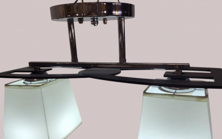 Lustră 5360/2 crom cu detalii negre, 2 becuri E27, modernă [3]