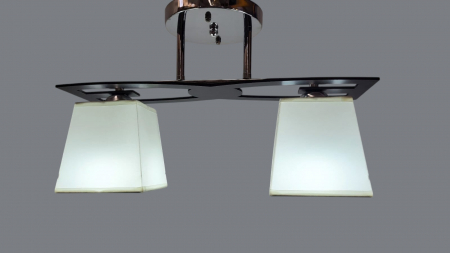 LUSTRE - Lustră 5360/2 crom cu detalii negre, 2 becuri E27, modernă