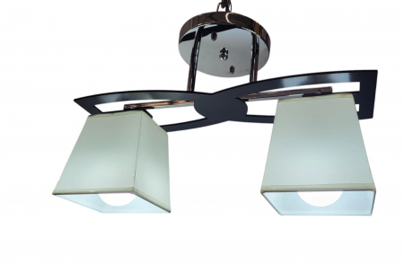 Lustră 5360/2 crom cu detalii negre, 2 becuri E27, modernă [2]