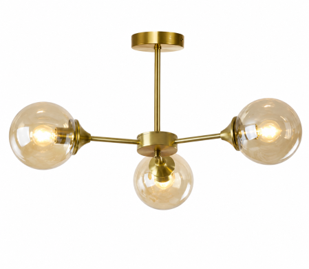 Lustră 5501/3 cu 3 globuri aurii din sticlă și structură metalică [1]