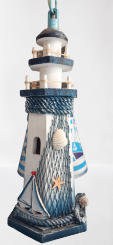 Lustră 5675/5 pentru Cameră Copii, 5xE27, Albastru/Alb, Metal & Lemn, Reglabilă, 55x40x80 cm [1]