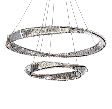 LUSTRE - Lustră LED 6039/6+4 128W cu telecomandă, metal și sticlă tip cristal, finisaj auriu sau crom, reglabilă