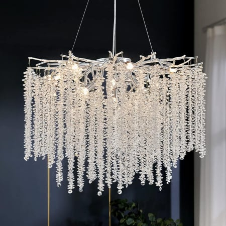 LUSTRE - Lustră 6106/800 CH, 11xE14, Metal Argintiu & Acril, Diametru 80 cm, Înălțime Reglabilă