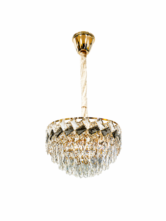 LUSTRE - Lustră 6664/300 Aurie, 3x E14, Metal și Sticlă Imitatie Cristal, Înălțime Reglabilă