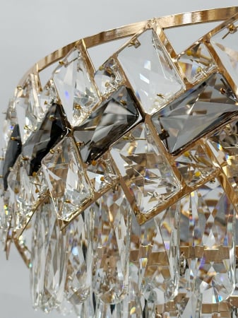 Lustră 6664/300 Aurie, 3x E14, Metal și Sticlă Imitatie Cristal, Înălțime Reglabilă [3]