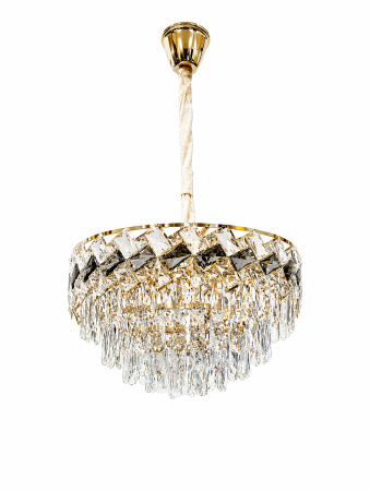 LUSTRE - Lustră 6664/400 Aurie, 5x E14, Metal și Sticlă Imitatie Cristal, Înălțime Reglabilă