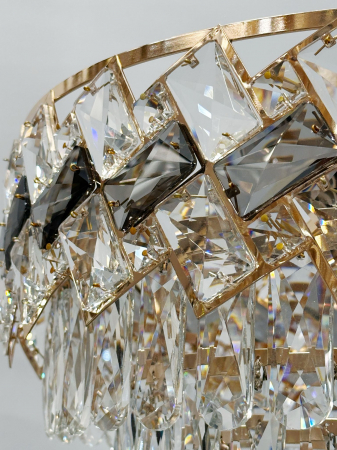 Lustră 6664/400 Aurie, 5x E14, Metal și Sticlă Imitatie Cristal, Înălțime Reglabilă [3]