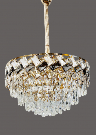 Lustră 6664/500 GD, 9xE14, metal și sticlă imitație cristal, auriu-alb-fumuriu [1]