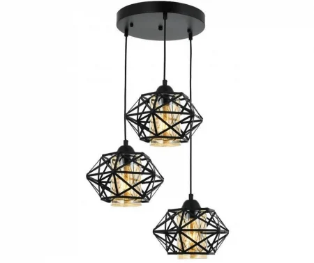 LUSTRE - Lustră negru/auriu HJ4012/3, 3 becuri E27, reglabilă