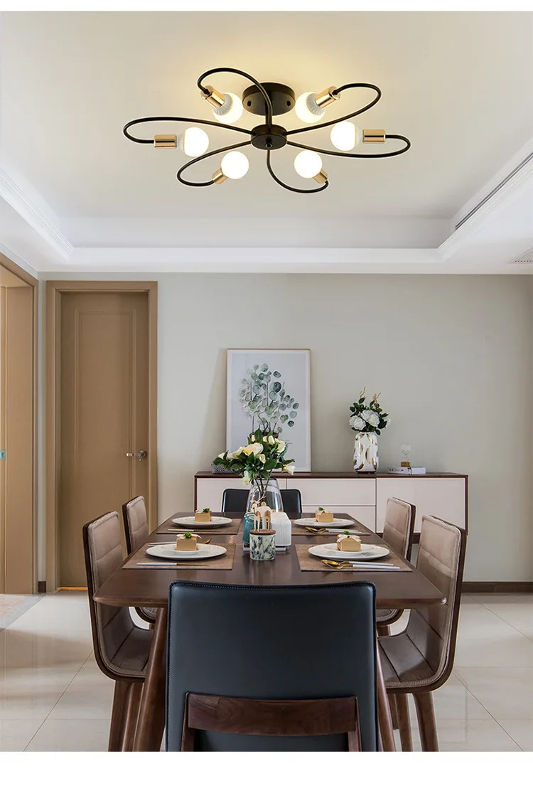 LUSTRE - Lustră 8047/6 BK, 6xE27, Metal Negru, Stil Modern, Diametru 78 cm