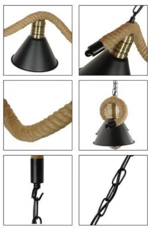 Lustră retro 8201/3 negru/crem, 3 becuri, înălțime reglabilă [4]