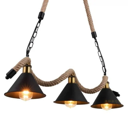 LUSTRE - Lustră retro 8201/3 negru/crem, 3 becuri, înălțime reglabilă