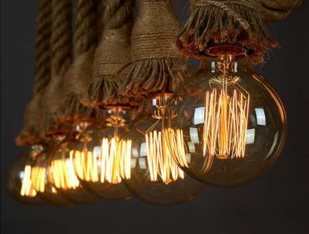 Lustră 8202/6, 6xE27, sfoară textilă, negru-crem, retro-modern [2]