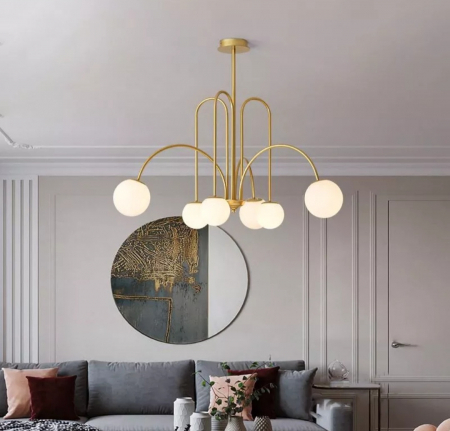 LUSTRE - Lustra 8227/6 GD metal auriu cu sticlă opal