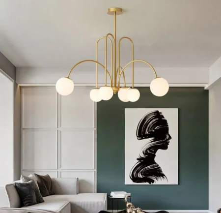 Lustra 8227/6 GD metal auriu cu sticlă opal [1]