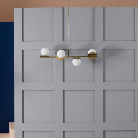 Lustră 9225/4 GD, 4xG9 LED 5W Incluse, Auriu cu Globuri din Sticlă Albă, 90x60 cm [2]