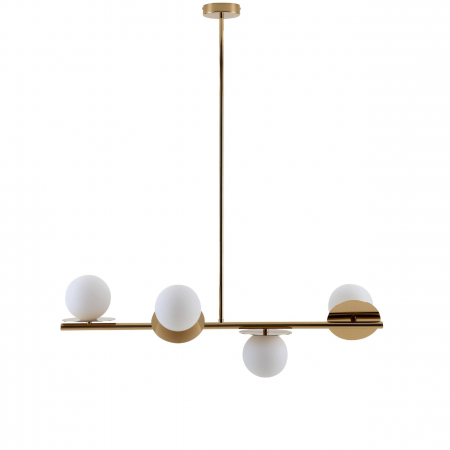 LUSTRE - Lustră 9225/4 GD, 4xG9 LED 5W Incluse, Auriu cu Globuri din Sticlă Albă, 90x60 cm