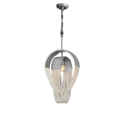 Lustră 9228/1 CH, 1xE14, Argintie, Cristal & Metal, 52x26x100 cm, Înălțime Reglabilă [1]