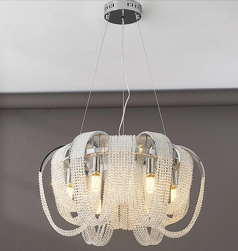 LUSTRE - Lustră 9228/6 CH, 6xE14, Argintie, Cristal & Metal, 70x35x100 cm, Înălțime Reglabilă