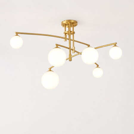 Lustră 9399/6 GD Aurie cu 6x G9 LED, Abajur Alb, 100 cm Lățime, Design Modern [1]