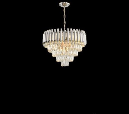 LUSTRE - Lustră 98142/400 CH, 6xE14, Argintie, Metal și Sticlă tip Cristal, Înălțime Reglabilă