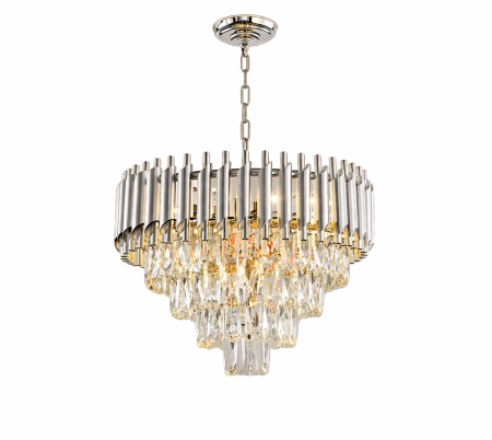 Lustră 98142/400 CH, 6xE14, Argintie, Metal și Sticlă tip Cristal, Înălțime Reglabilă [1]