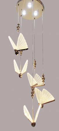 Lustră 985/5 Fluture, LED reglabil, 5 pendule aurii [1]