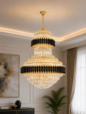 LUSTRE - Lustră Premium Luxury 98142 cu Cristale K9 și Accente Negre