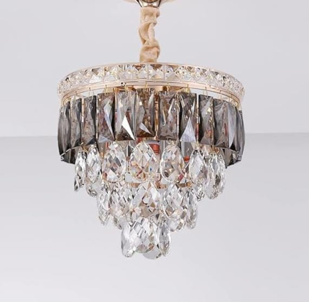 Lustră decorativă 3352/300 – cristale K9 fumurii și transparente, finisaj auriu, 3xE14, Ø30 cm [1]