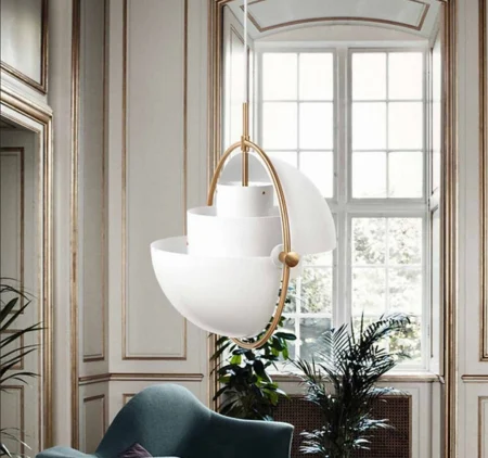 LUSTRE - Lustră HJ5218/340 ALB – design elegant alb/auriu, perfectă pentru spații moderne și rafinate