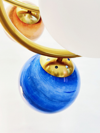 Lustră Copii HJ9221/7D – 7xE27, Sticlă Colorată, Metal Auriu, Ø75cm [5]