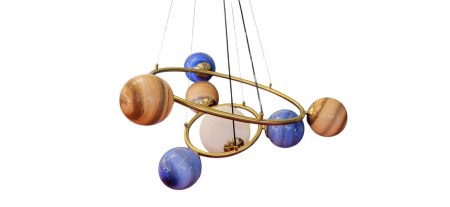 Lustră Copii HJ9221/7D – 7xE27, Sticlă Colorată, Metal Auriu, Ø75cm [3]