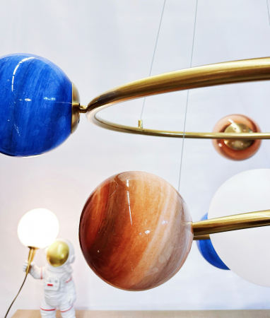 Lustră Copii HJ9221/7D – 7xE27, Sticlă Colorată, Metal Auriu, Ø75cm [1]