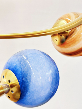 Lustră Copii HJ9221/7D – 7xE27, Sticlă Colorată, Metal Auriu, Ø75cm [4]