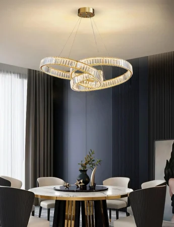 Lustră LED HJ2482/100 CP, 100 cm, cristal K9, telecomandă, 3 culori [1]