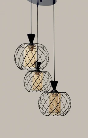 LUSTRE - Lustră pendul negru HJ3069/3 BK, 3 becuri E27, înălțime reglabilă