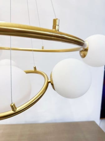 Lustră HJ9222/7D – eleganță metal auriu și sticlă albă mată [1]