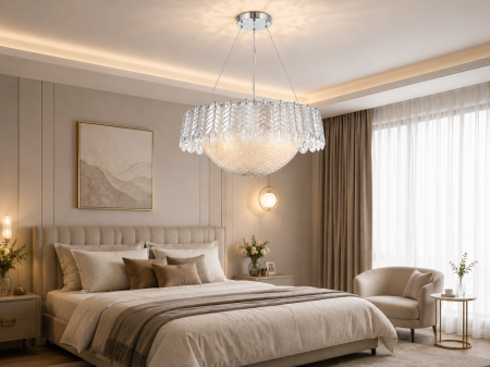 LUSTRE - Lustră LED 1062/1 Art Deco, Acril Transparent și Crom