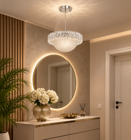 LUSTRE - Lustră LED 1063/1 Design Circular, Acril Transparent și Crom