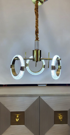 Lustră LED 210501/3 – 3 Cercuri Acrilice, 30W, 3 Tipuri de Lumină, Finisaj Auriu, Ø40cm [1]