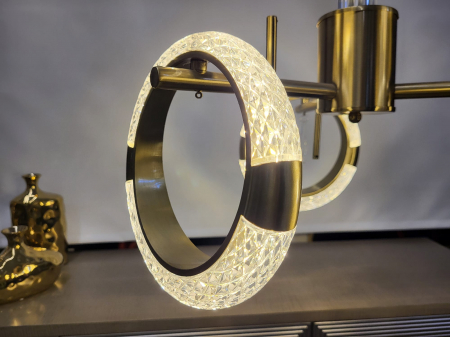 Lustră LED 210501/3 – 3 Cercuri Acrilice, 30W, 3 Tipuri de Lumină, Finisaj Auriu, Ø40cm [2]