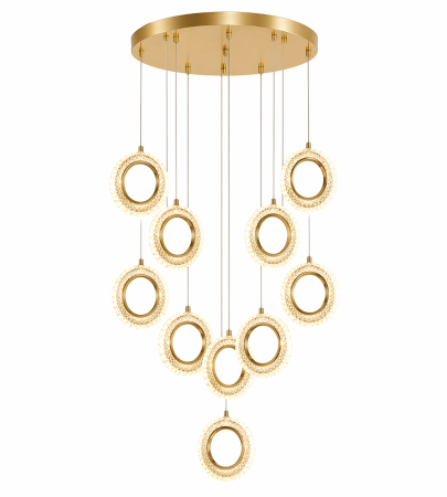 Lustră LED 229/10, 140W, 3 Tipuri de Lumină, Acril și Metal Auriu, Design Rotund [1]