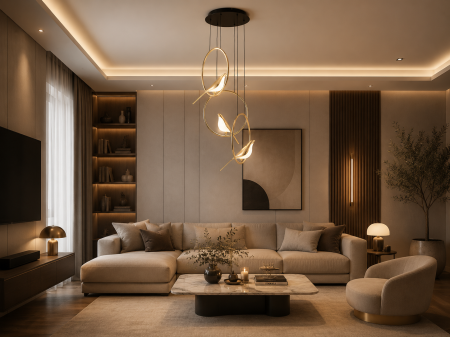 Lustră LED 3002/3H cu 3 pendule aurii și decorațiune pasăre