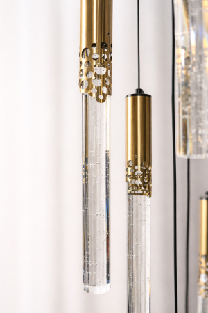 Lustră LED 5003/9 GD, 9 pendule sticlă, auriu, 30W, 3 tipuri lumină, înălțime reglabilă 170 cm [2]