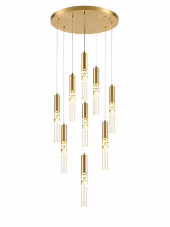 Lustră LED 5003/9 GD, 9 pendule sticlă, auriu, 30W, 3 tipuri lumină, înălțime reglabilă 170 cm [1]