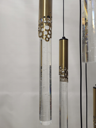 Lustră LED 5003/9 GD, 9 pendule sticlă, auriu, 30W, 3 tipuri lumină, înălțime reglabilă 170 cm [2]