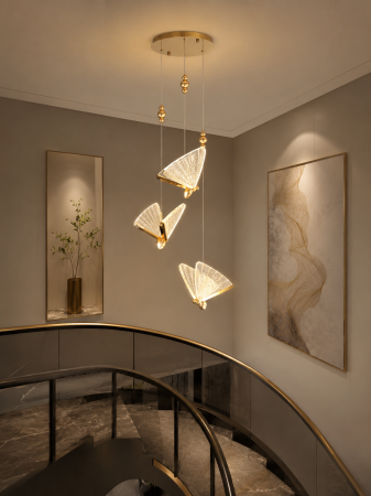 Lustră LED 985/3 GD, 36W, Aurie, Formă de Fluture, 3 Tipuri de Lumină, Înălțime Reglabilă [0]
